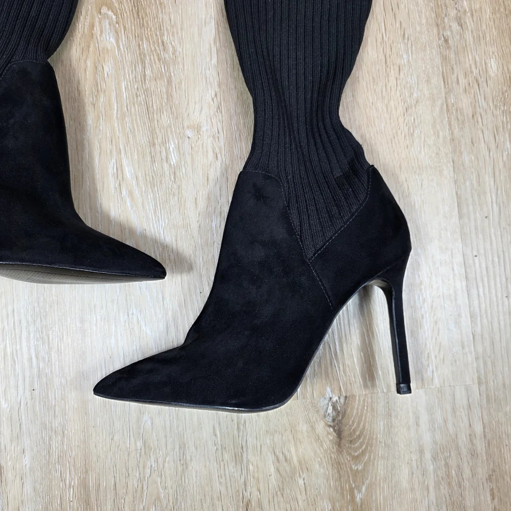 🆕️Zara Elegant Black Pull-on Knee-High Point Toe Women's Boots 6